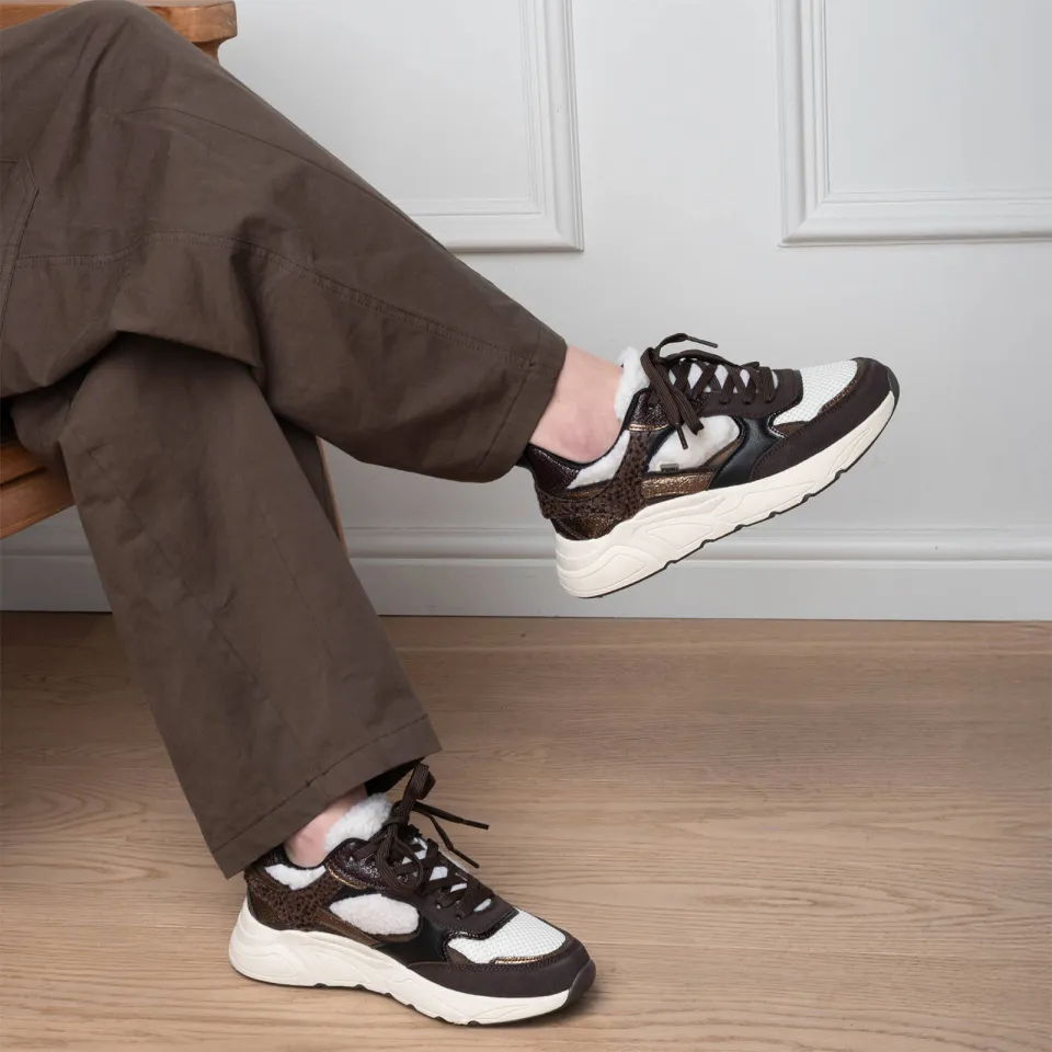 POSH by Poelman Caro chunky suède sneakers - bruin/ecru, foto 6