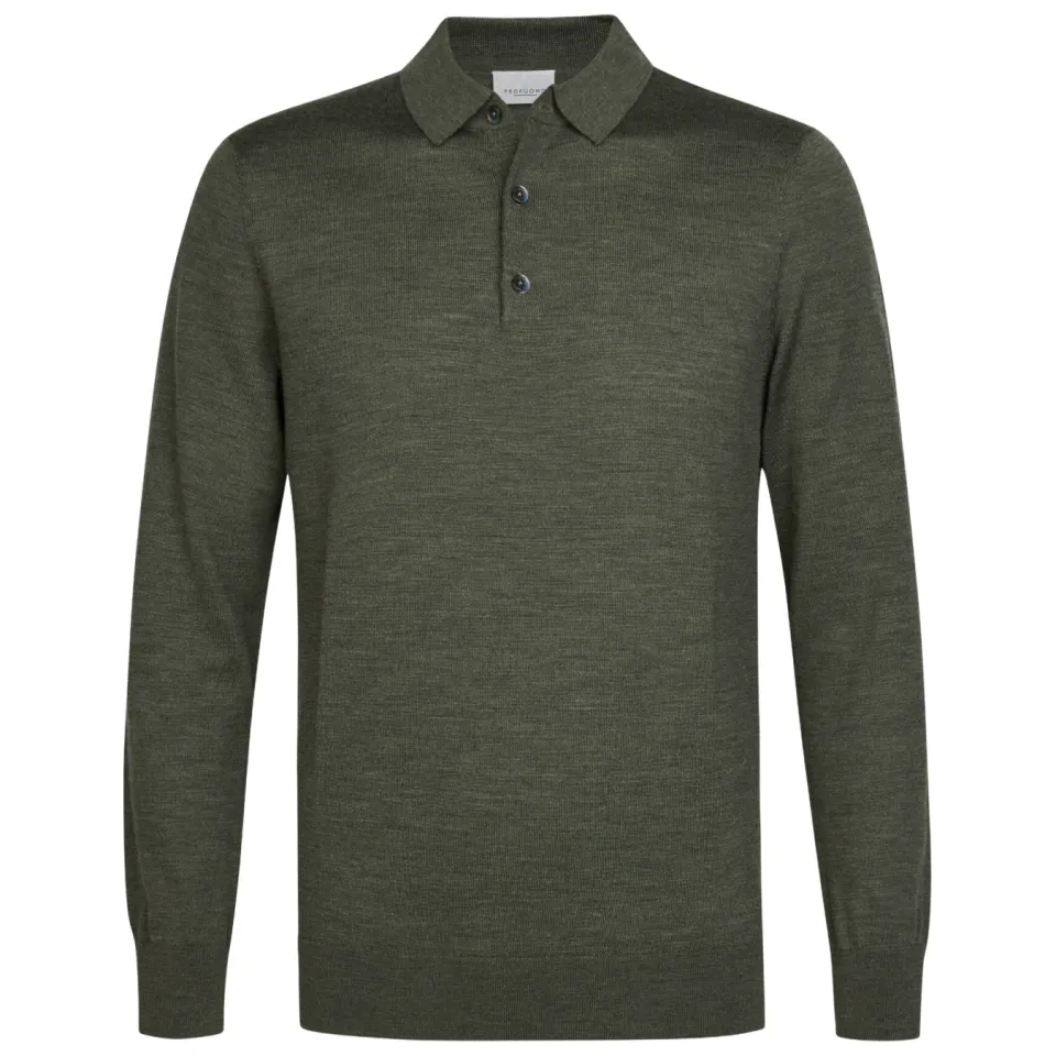 Profuomo wollen regular fit gebreide trui - donkergroen, foto 2