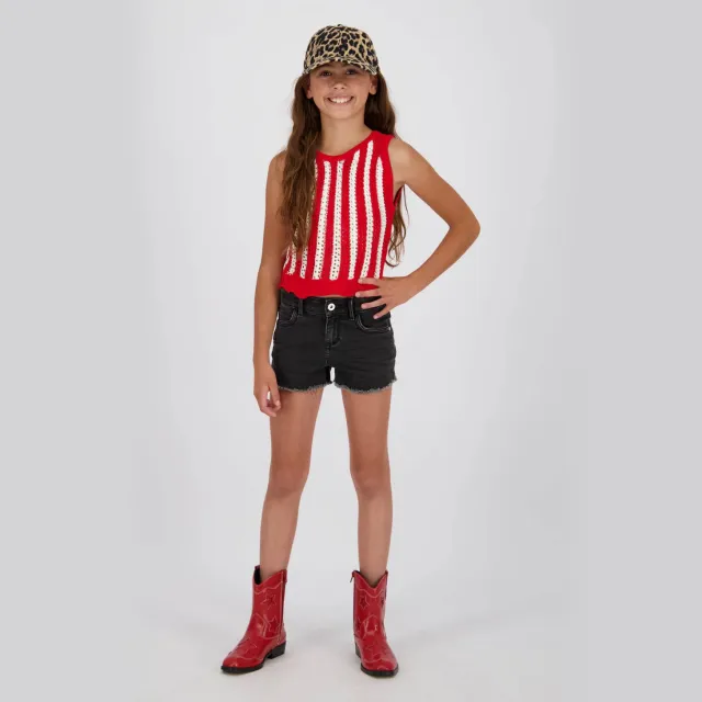Vingino Ginny gestreepte mouwloze top rood Rood/wit