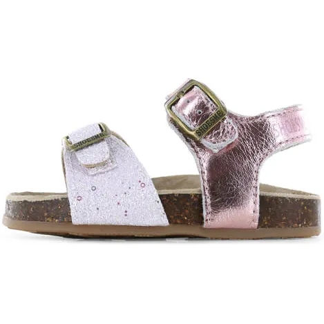 Shoesme leren sandalen met glitters en pailletten - roze/wit, foto 4