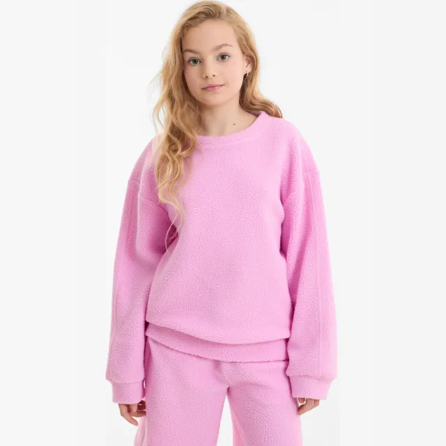 Anytime teddy fleece trui roze