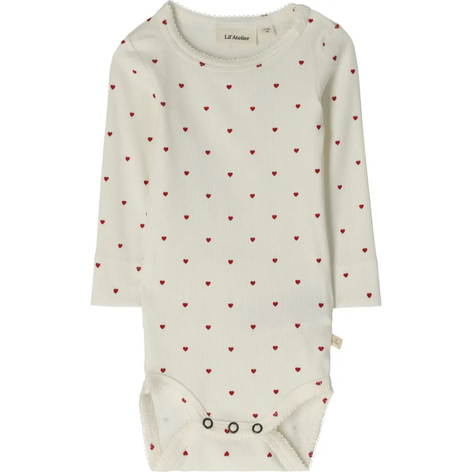 Lil' Atelier Nbfgago LS Slim Body Lil Noos romper offwhite/rood, foto 2