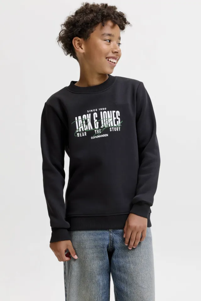 Jack & Jones JUNIOR sweater met logo - zwart