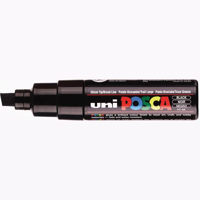 Posca marker met schuine punt schrijfdikte breed zwart