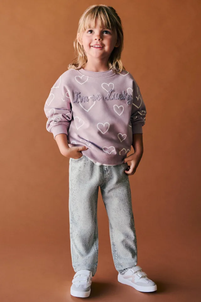 Mango Kids sweater met hartjes - lila