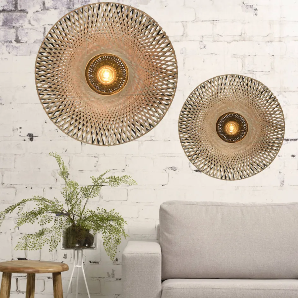Good&Mojo wandlamp Kalimantan bamboe naturel zwart, foto 6