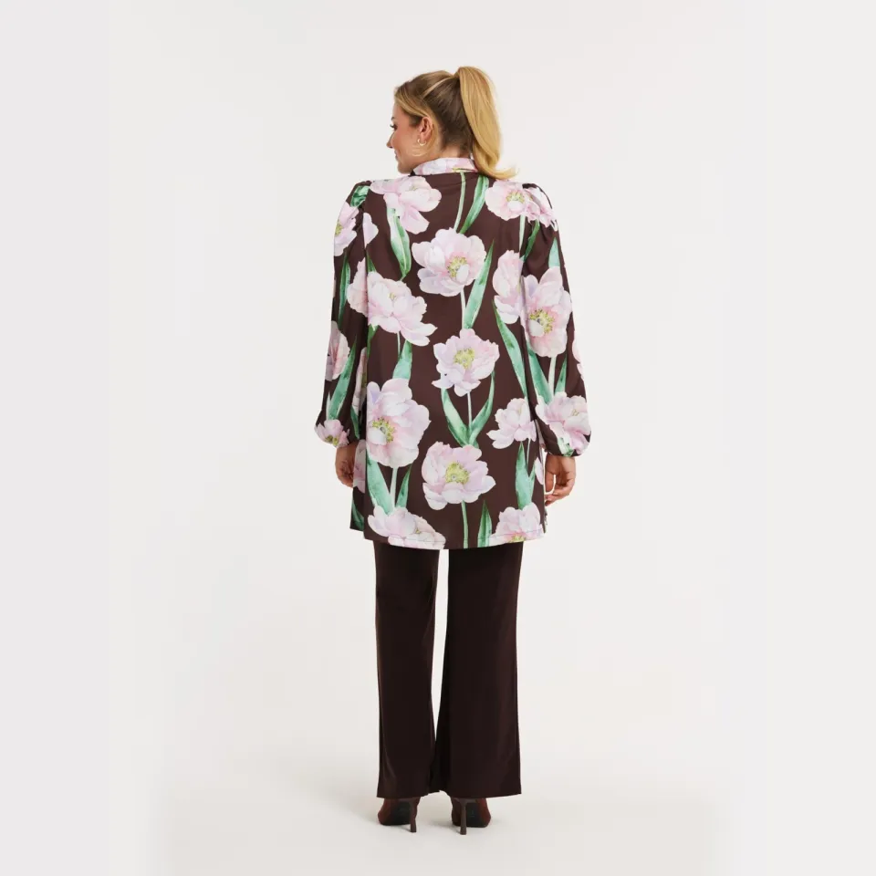 Yoek FIORITO satijnen blouse bruin, foto 5