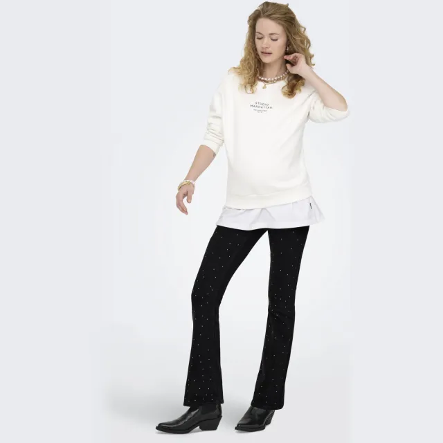 Only MATERNITY high waist zwangerschaps flared jeans black denim met glitter