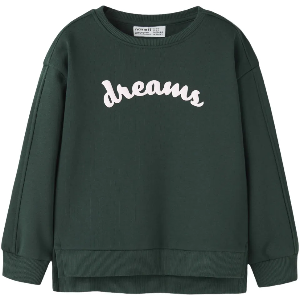 NAME IT MINI sweater met tekst - donkergroen