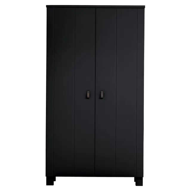 WOOOD Ties kledingkast 2-deurs zwart black