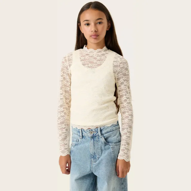 Garcia kanten aansluitende longsleeve ecru