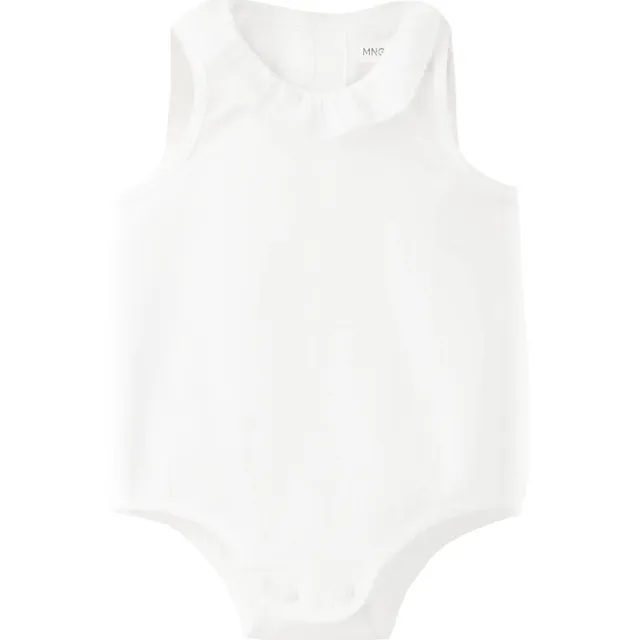Mango Kids katoenen romper met ruches - wit
