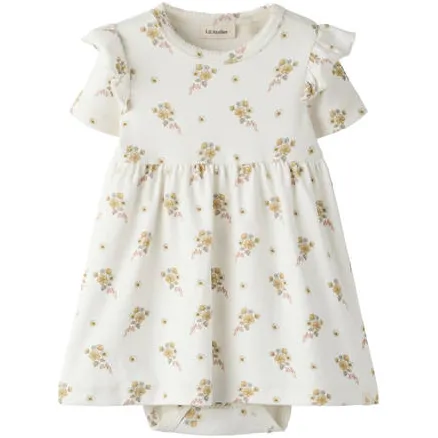 Lil' Atelier gebloemde babyjurk met romper ecru