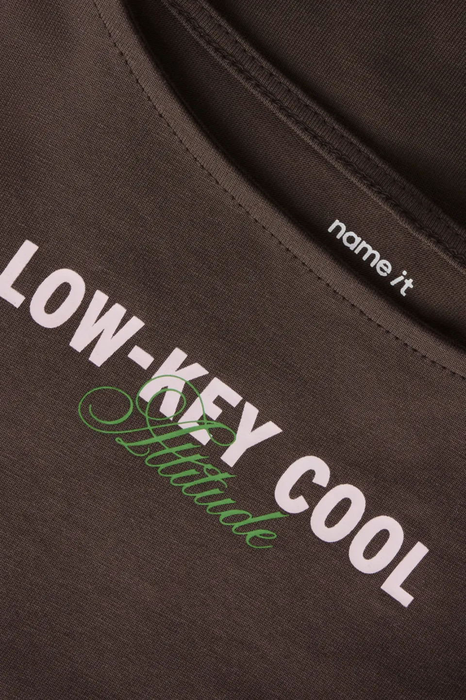 NAME IT KIDS longsleeve met rijgdetail en tekst - bruin, foto 5