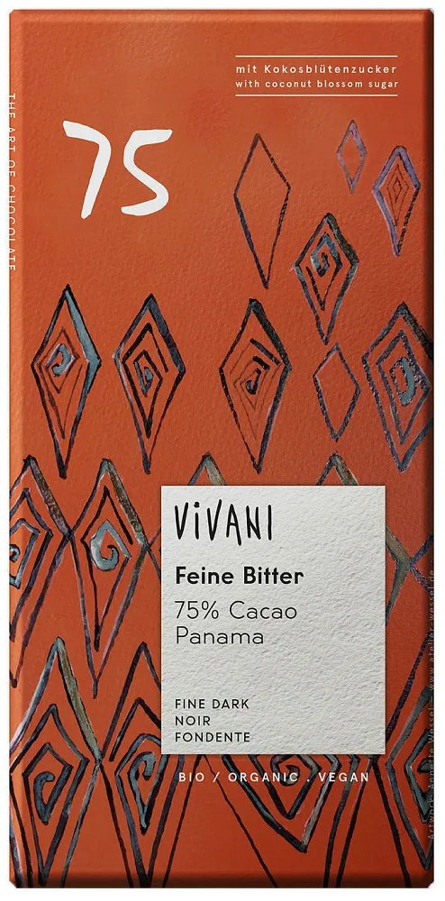 Vivani chocoladereep puur 75% cacao Panama