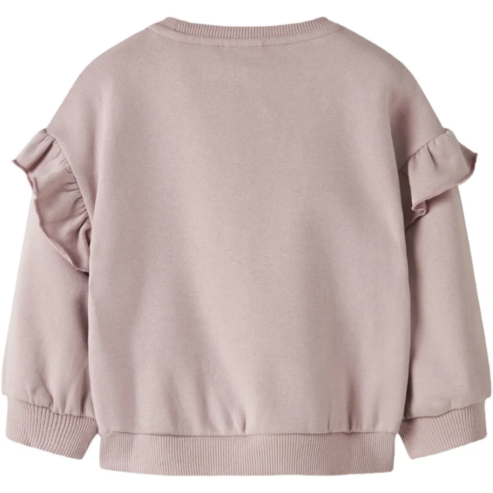 Lil' Atelier MINI loose fit sweater met ruches - roze, foto 4
