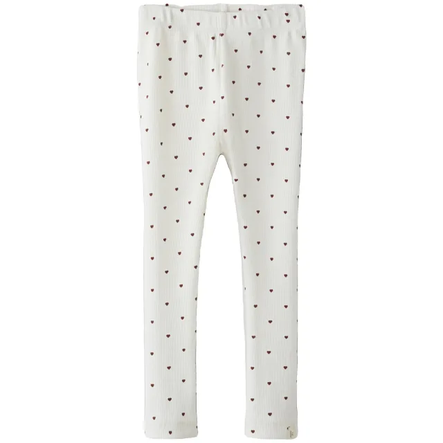 Lil' Atelier MINI slim casual broek wit met hartjes