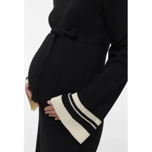 Mamalicious MLSOLA gebreide zwangerschapsjurk zwart/ecru, foto 5