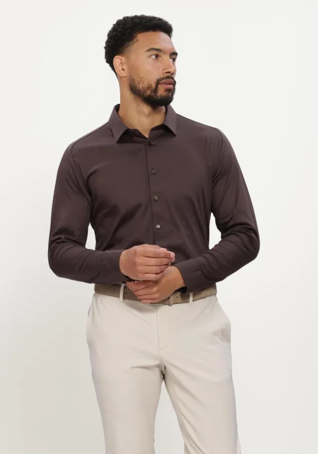 Desoto Heren Overhemden Casual Kent - Bruin