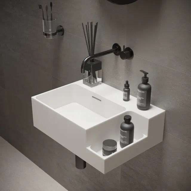 Ideavit Fontein Ideavit Soliddual 1.0 50x36x15.5 cm Solid Surface Met Opbergruimte Mat Wit Mat wit -