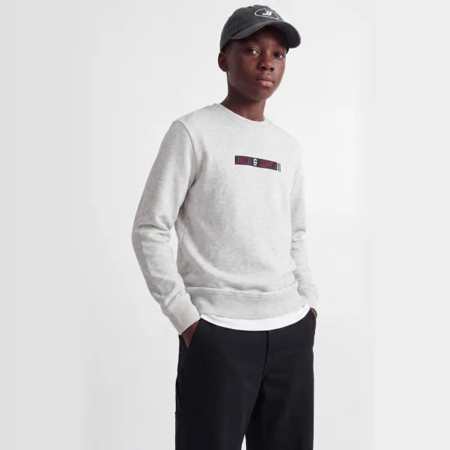 Jack & Jones JUNIOR sweater met tekst - lichtgrijs