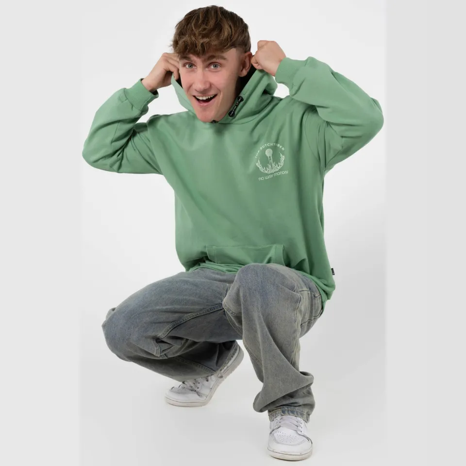 No Way Monday X Job Dutchtuber oversized hoodie met backprint - groen