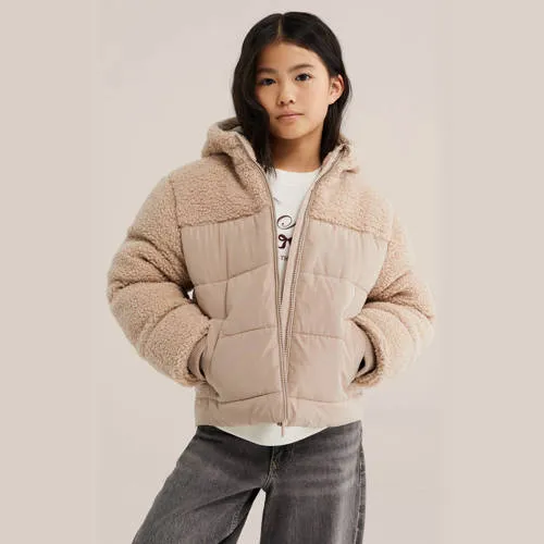 WE Fashion teddy winterjas beige meisjes, foto 2