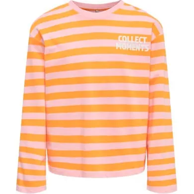 Only gestreepte longsleeve oranje/roze, foto 2