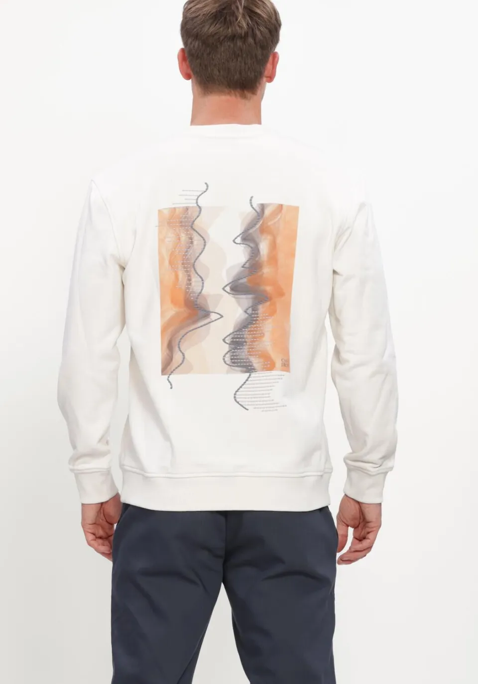 Cast Iron relaxed fit sweater met backprint - ecru, foto 4