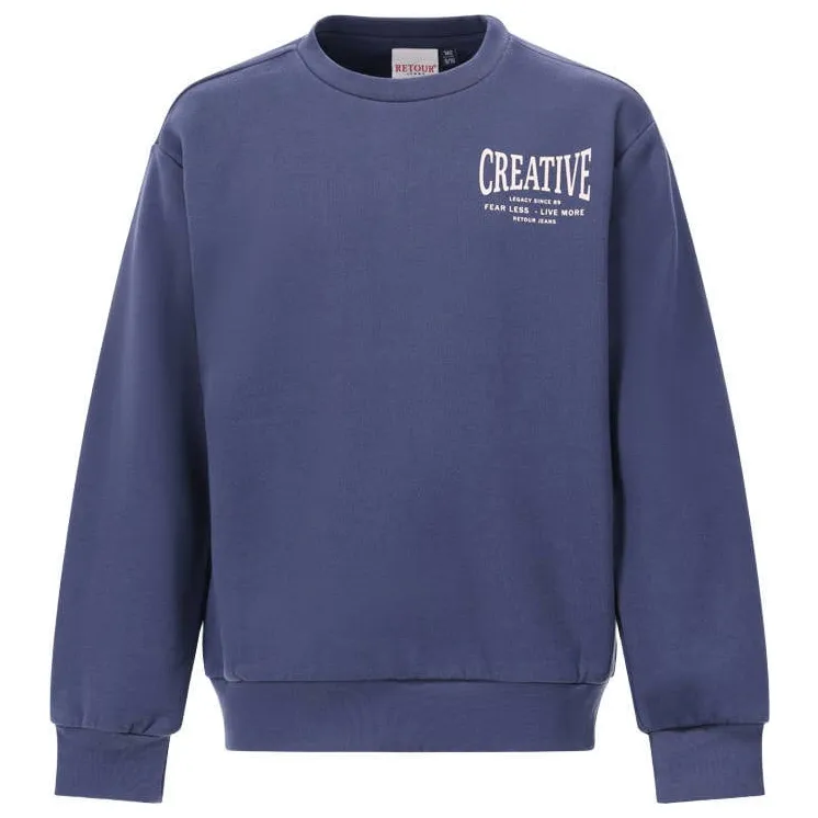 Retour Jeans sweater met backprint - blauw, foto 2