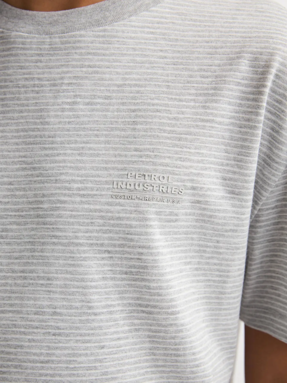 Petrol Industries gestreept T-shirt lichtgrijs lichtgrijs/wit, foto 5