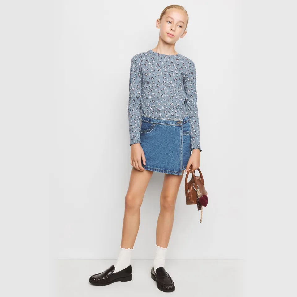 Mango Kids spijkerskort middelblauw Medium blue denim