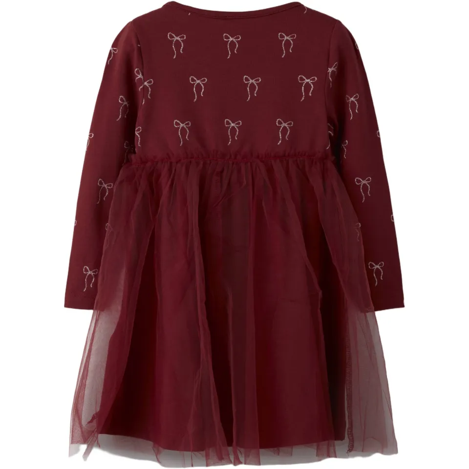 NAME IT MINI korte jurk met print donkerrood, foto 2