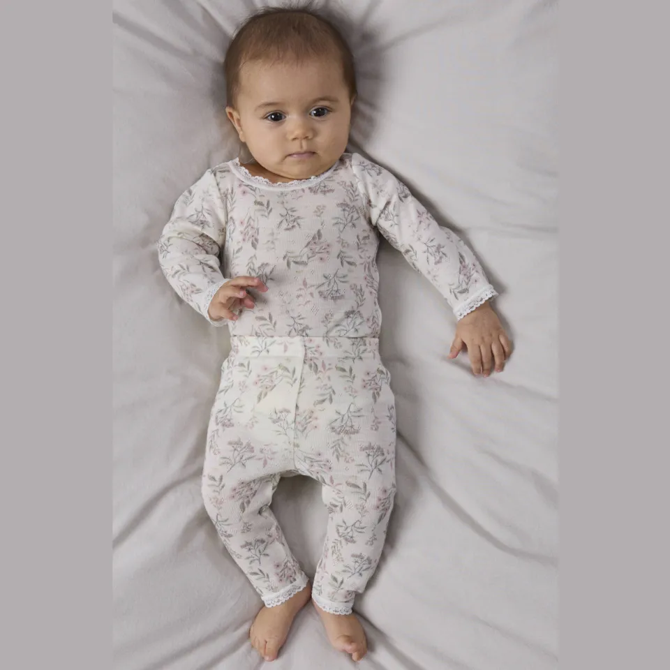 NAME IT BABY slim gebloemde legging wit Wit/groen/roze