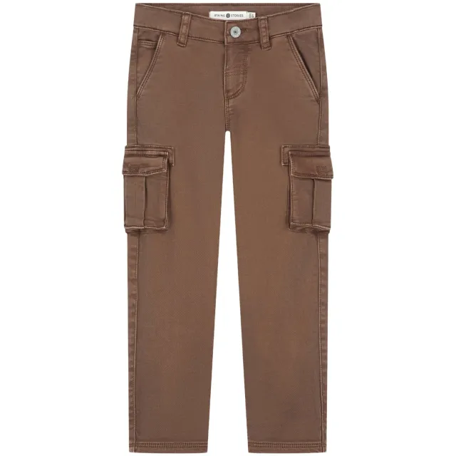 Stains&Stories straight leg cargobroek bruin