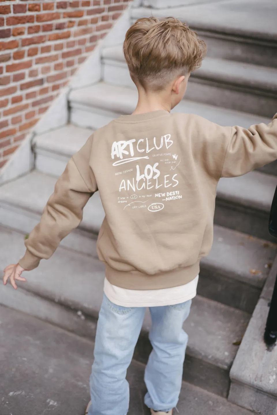 Levv sweater met backprint - lichtbruin, foto 5