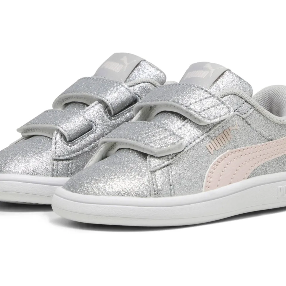 Puma Smash 3.0 Glitz Glam sneakers zilvergrijs/roze, foto 3