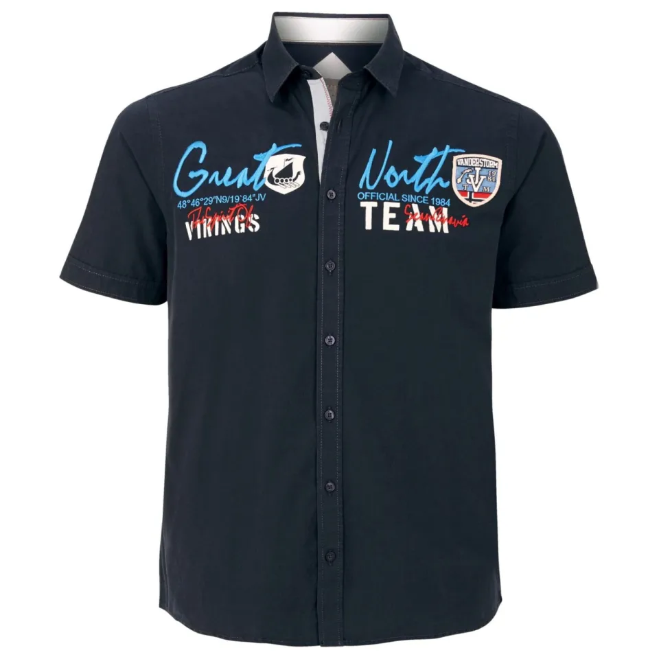 Jan Vanderstorm casual overhemd donkerblauw, foto 2