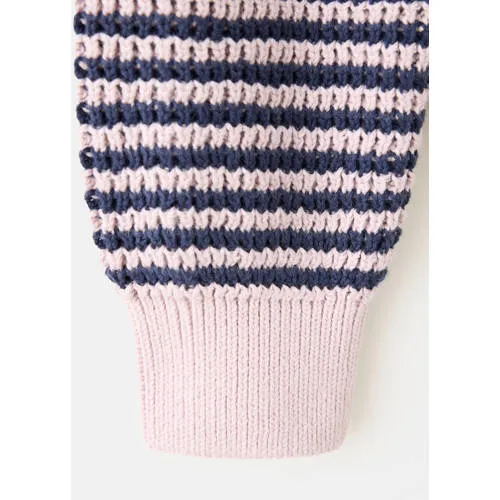 Mango Kids katoenen gebreide gestreepte trui - lila/donkerblauw, foto 6