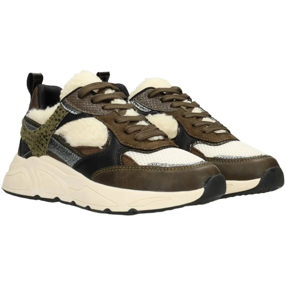 POSH by Poelman Caro chunky suède sneakers - groen/ecru, foto 2