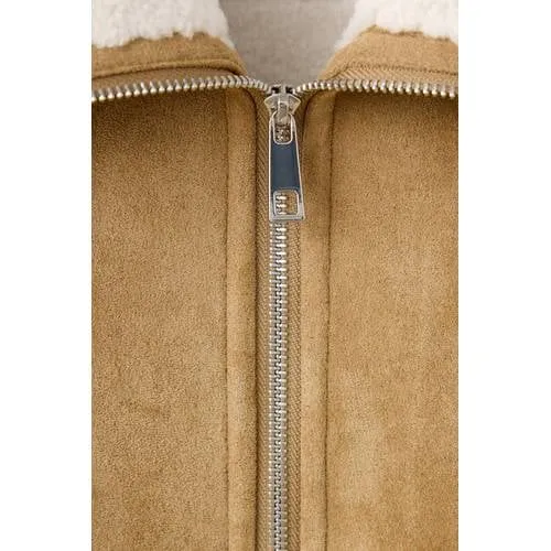 Mango suède winterjas bruin, foto 5