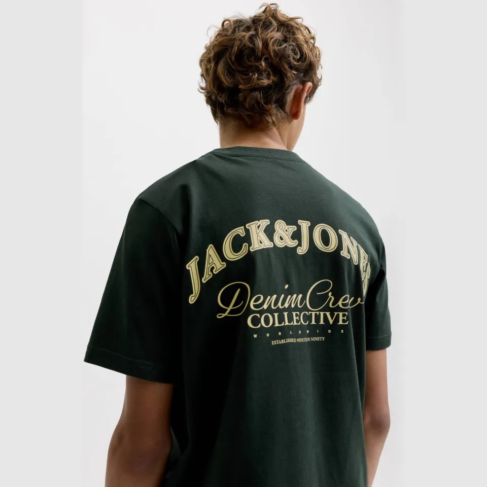 Jack & Jones rechtvallend t-shirt met backprint donkergroen, foto 4