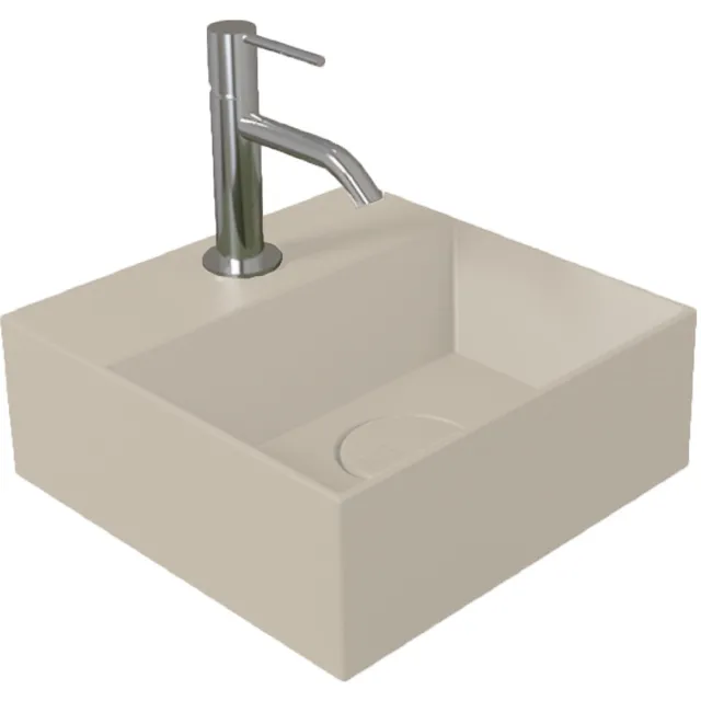 Fontein Salenzi Spy 30x30 cm Mat Taupe (inclusief bijpassende waste)