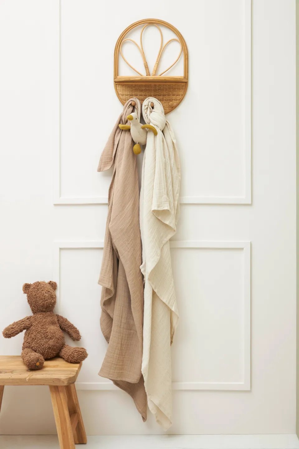 Meyco pre-washed hydrofiel swaddle inbakerdoek soft sand/taupe, foto 2