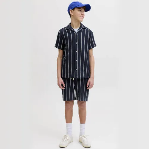 Jack & Jones JUNIOR relaxed casual overhemd donkerblauw donkerblauw/wit, foto 3