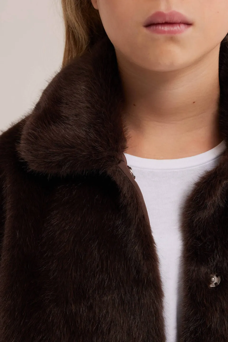 WE Fashion imitatiebont faux fur jas donkerbruin, foto 5
