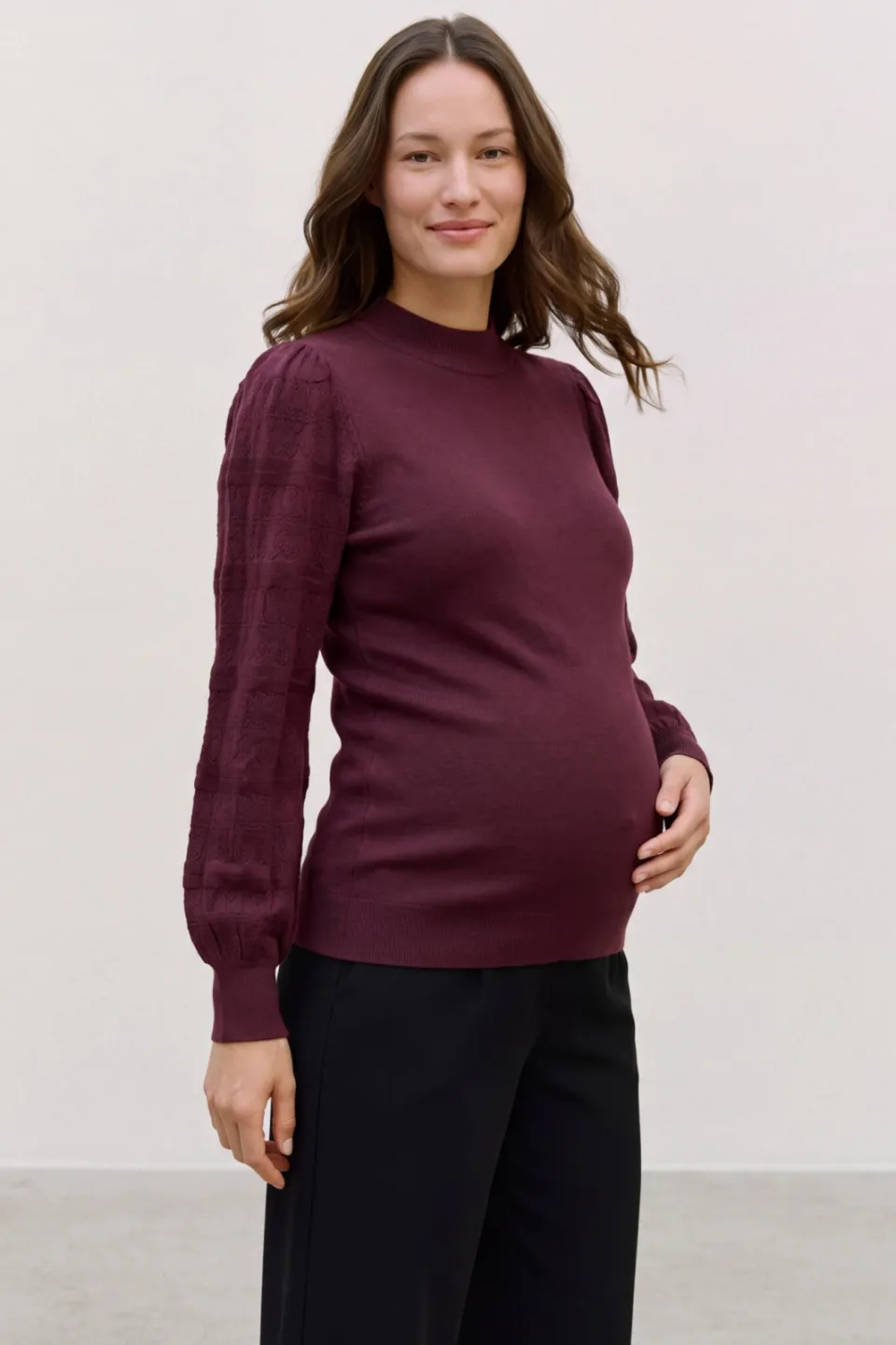 Vero Moda MATERNITY rechtvallende gebreide zwangerschapstrui - donkerrood, foto 4