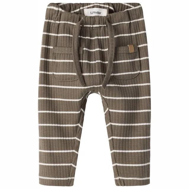 Lil' Atelier NBMKAIL gestreepte babybroek groen Groen/ecru
