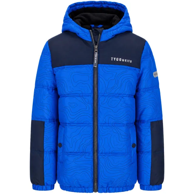 TYGO & vito gewatteerde winterjas met print blauw, foto 2