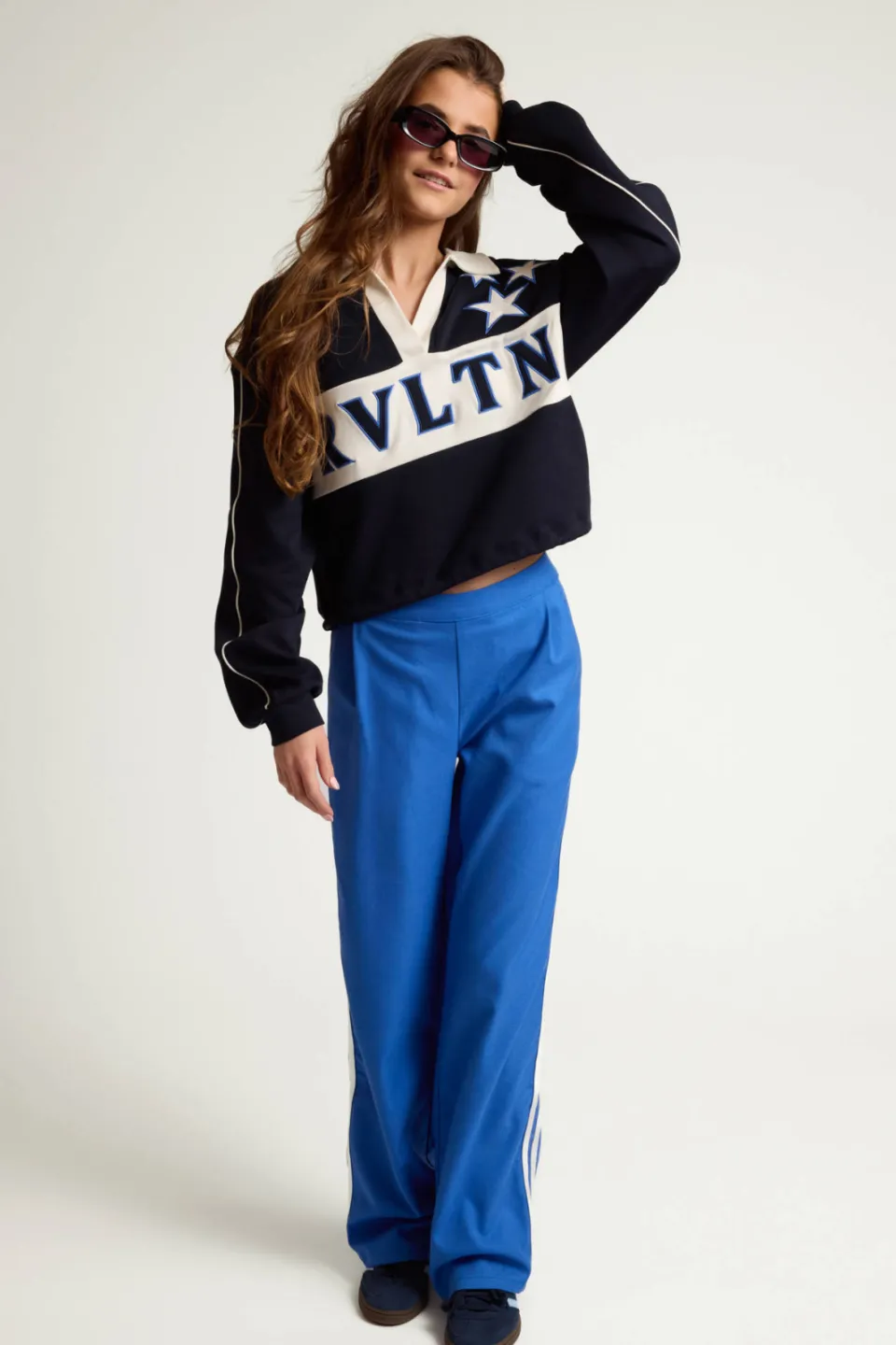 LOOXS 10sixteen boxy sweater donkerblauw Donkerblauw/wit